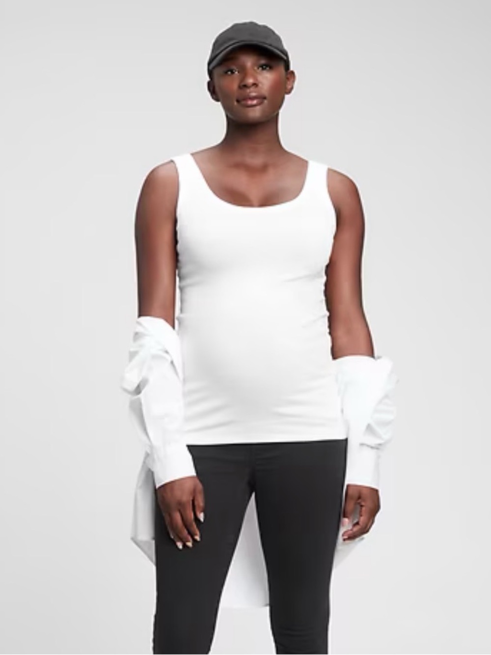 Gap maternity White Scoop Neck Tank Top